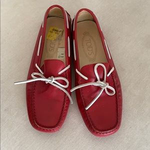 Tod’s red leather loafers